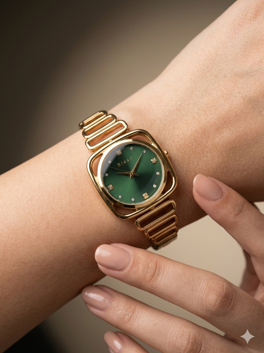 Zynera Timeless Golden Green Watch For Women