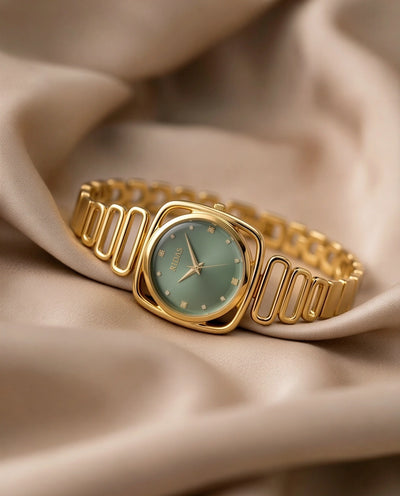 Zynera Timeless Golden Green Watch For Women
