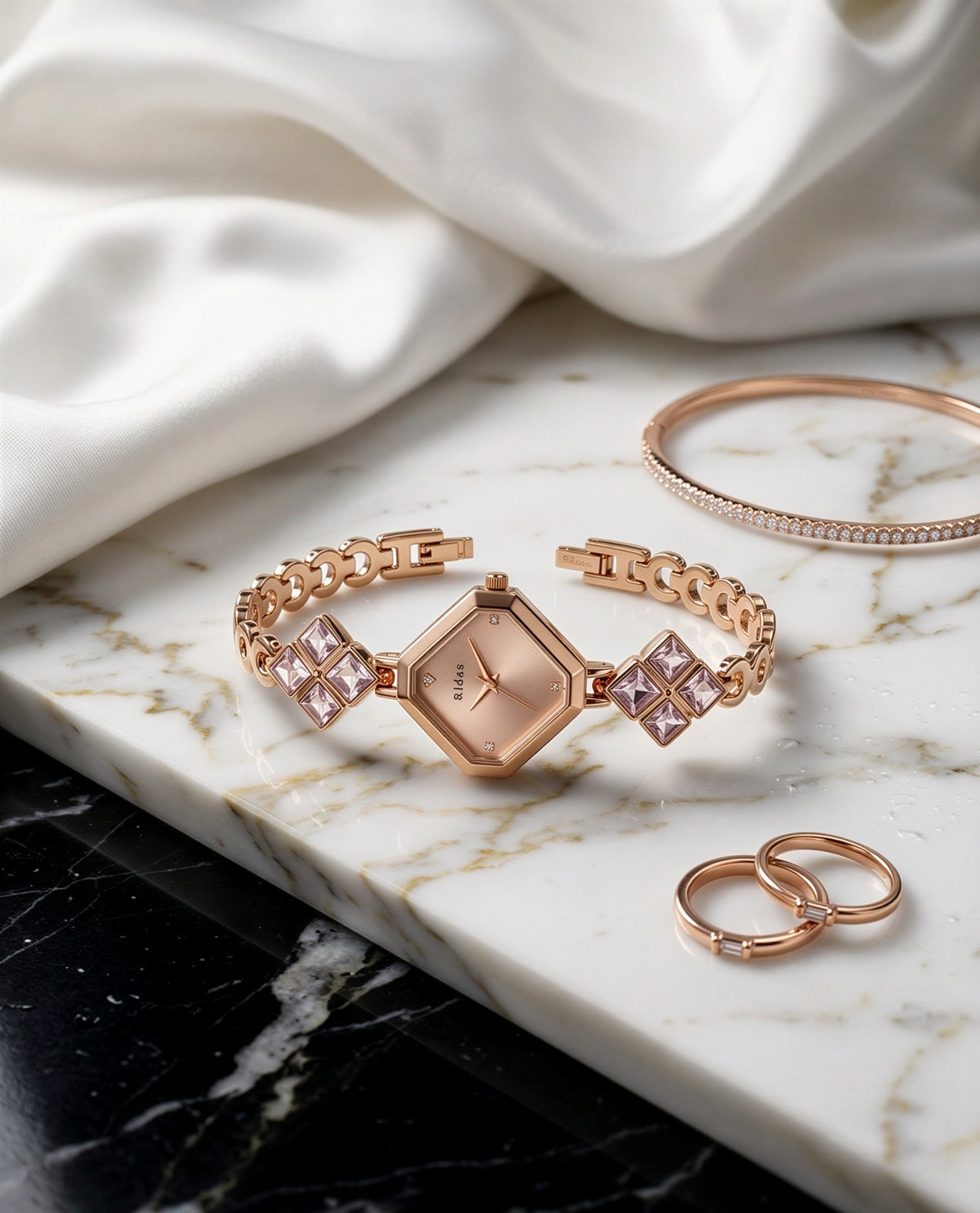 Femira Pink Stone Watches For Women