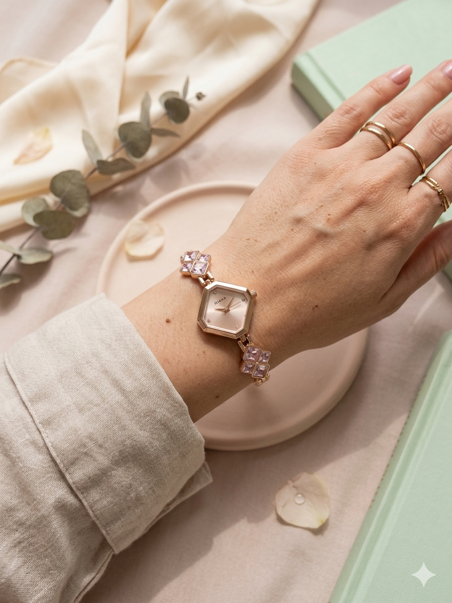Femira Pink Stone Watches For Women