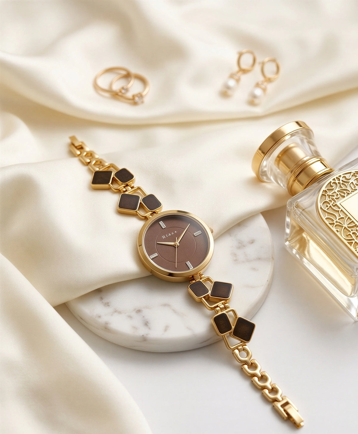 Rovelle Paris Brown Stone Rosegold Watch For Women