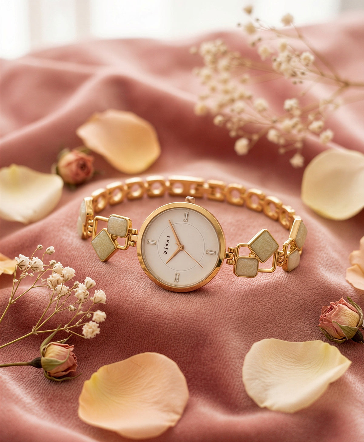 Rovelle Paris White Stone Rosegold  Watch For Women