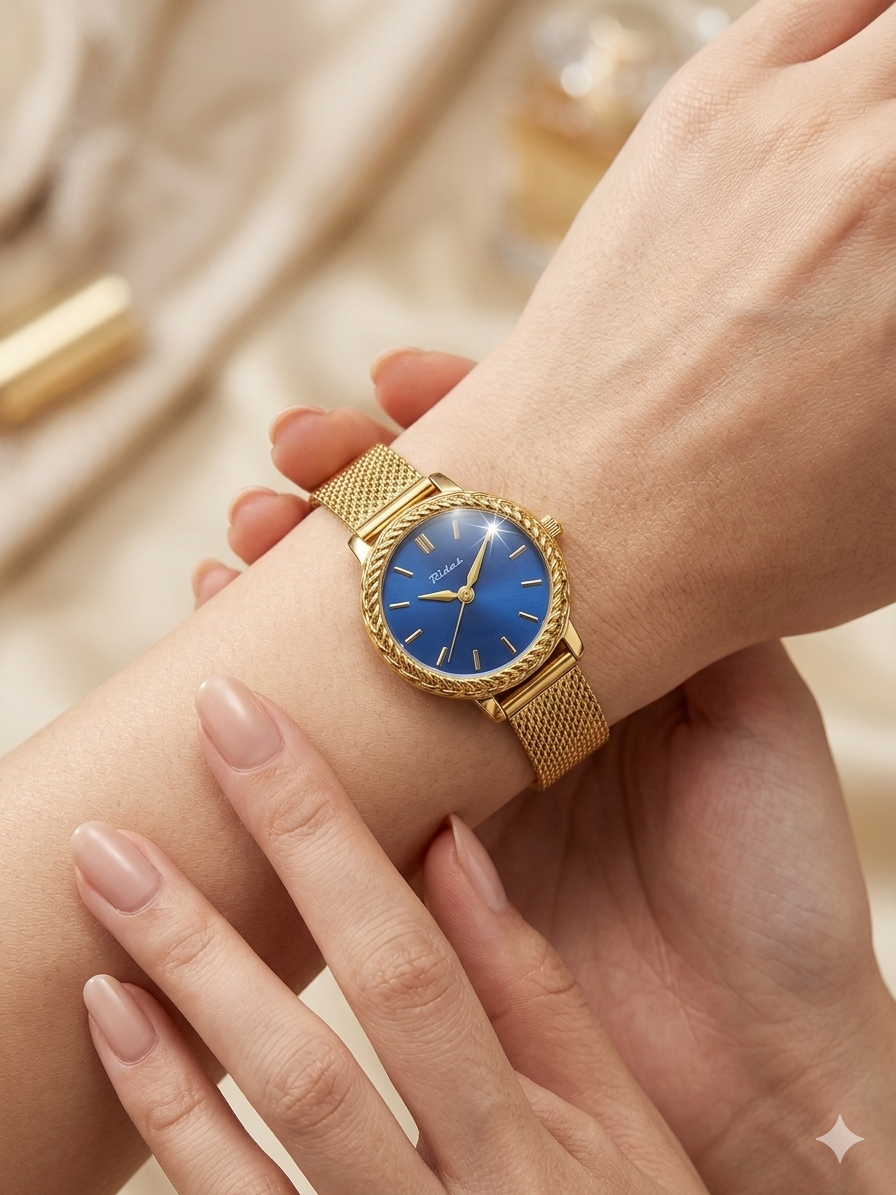 Avencia Gold With Blue Dial Watch For Women