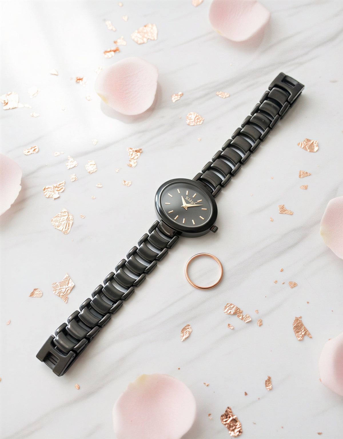 Premium Oval Black Ladies  Timepiece