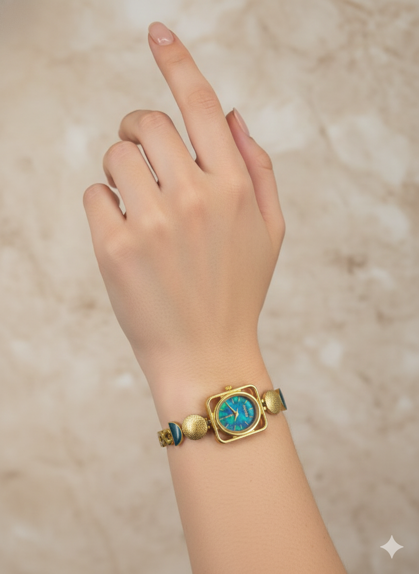 Golden Grace  Green Dial Luxury Timepiece