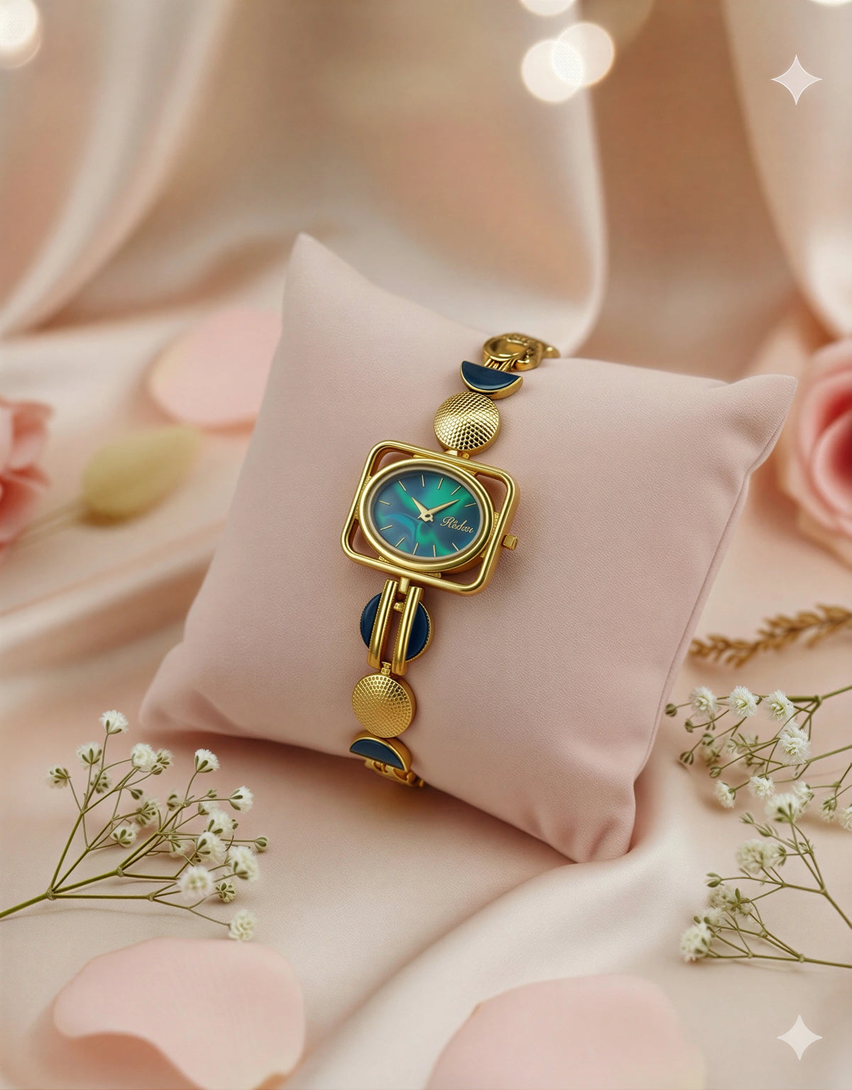 Golden Grace  Green Dial Luxury Timepiece