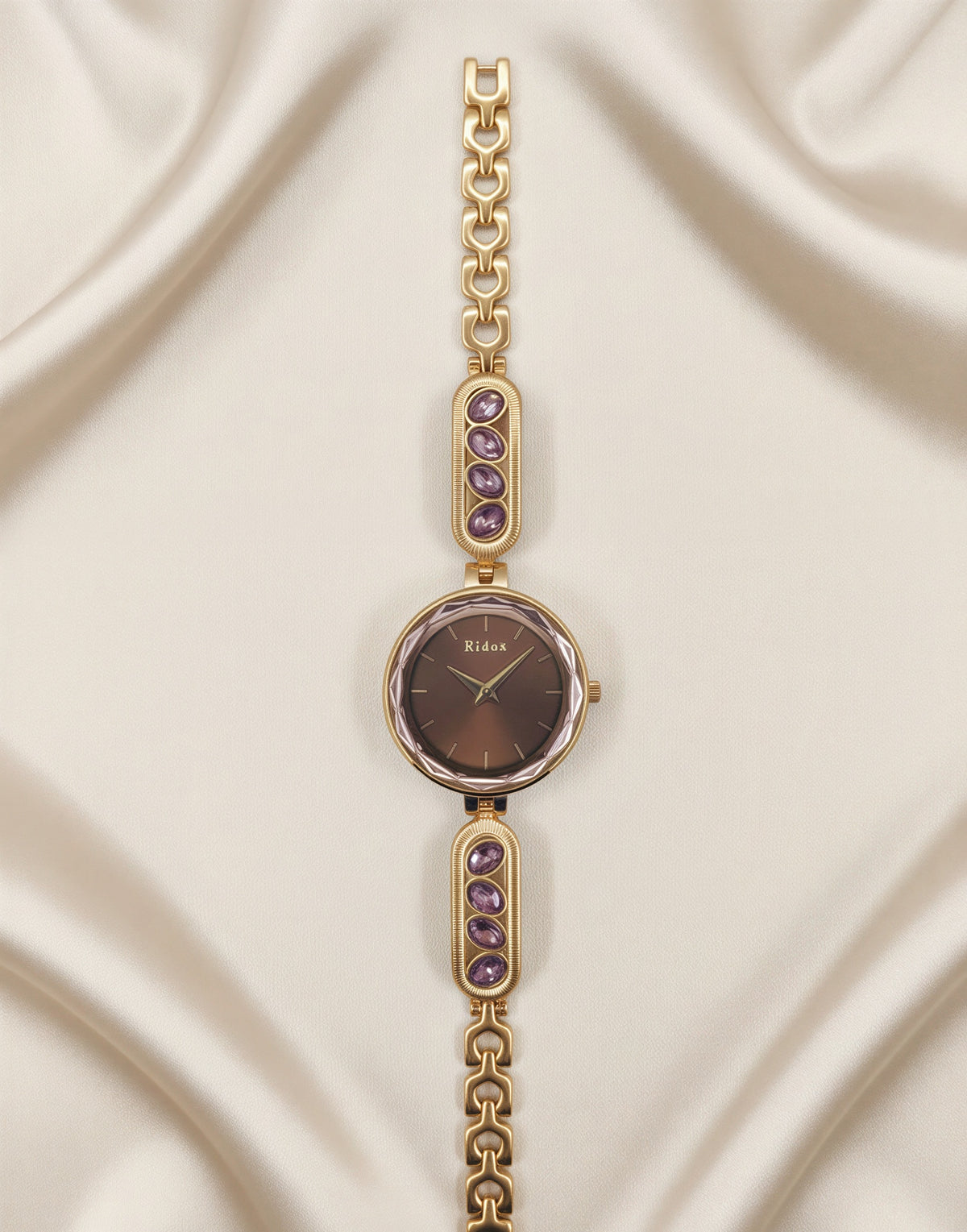 Rose Radiance Wine Stone Studded Watch For Women