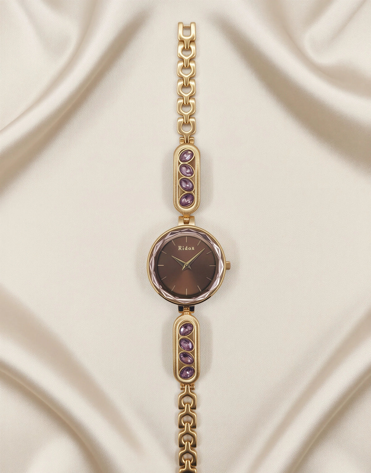 Rose Radiance Wine Stone Studded Watch For Women