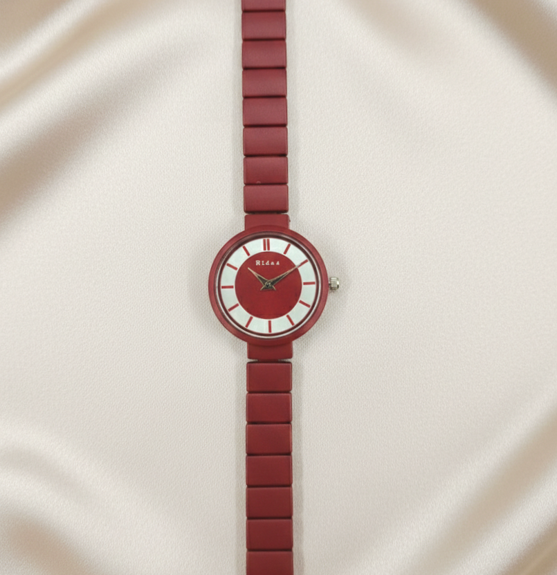Elegant Matte Red Watch For Women
