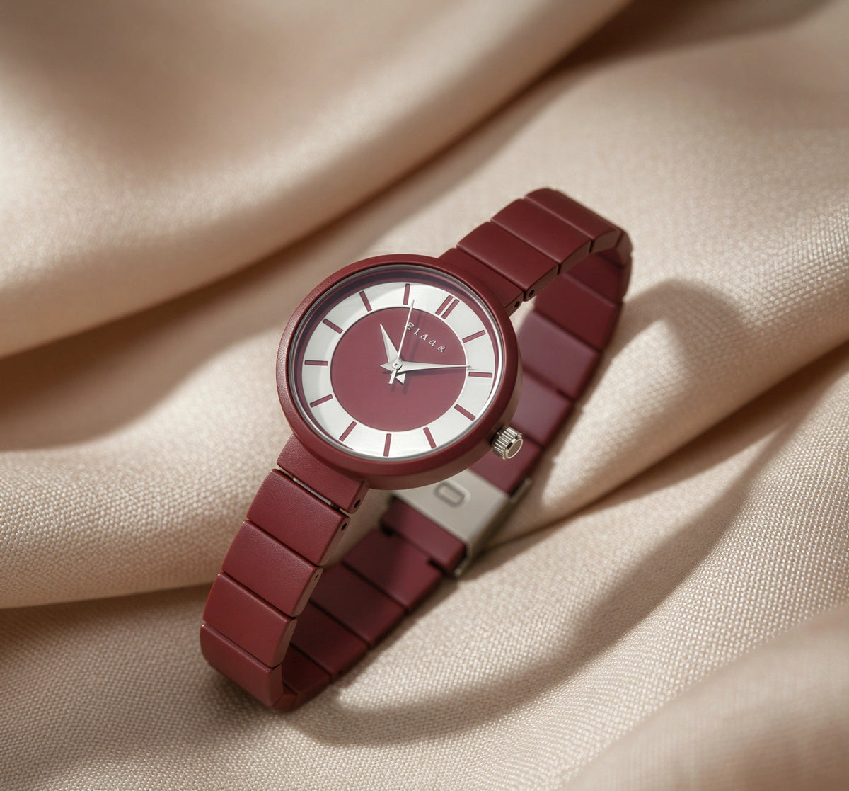 Elegant Matte Red Watch For Women