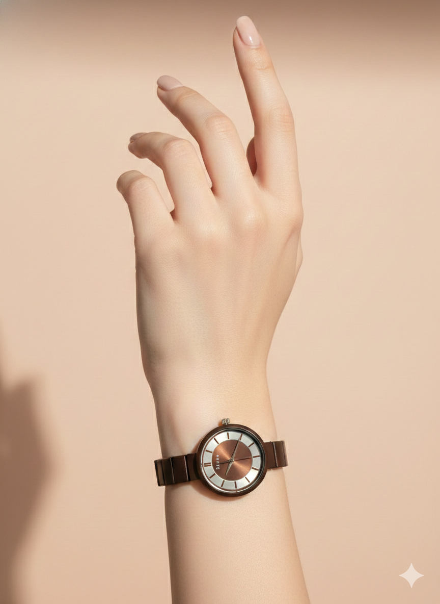 Elegant Matte Brown Watch For Women