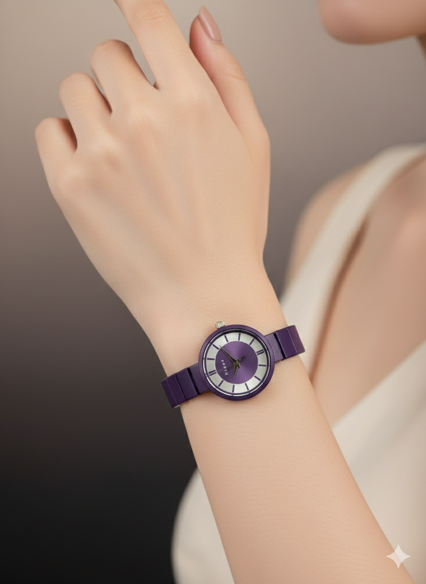 Elegant Matte Purple Watch For Women