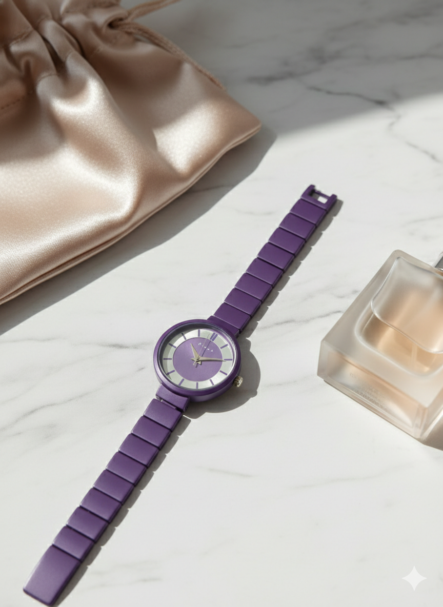 Elegant Matte Purple Watch For Women