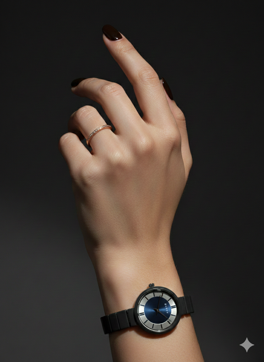Elegant Matte Black Watch For Women