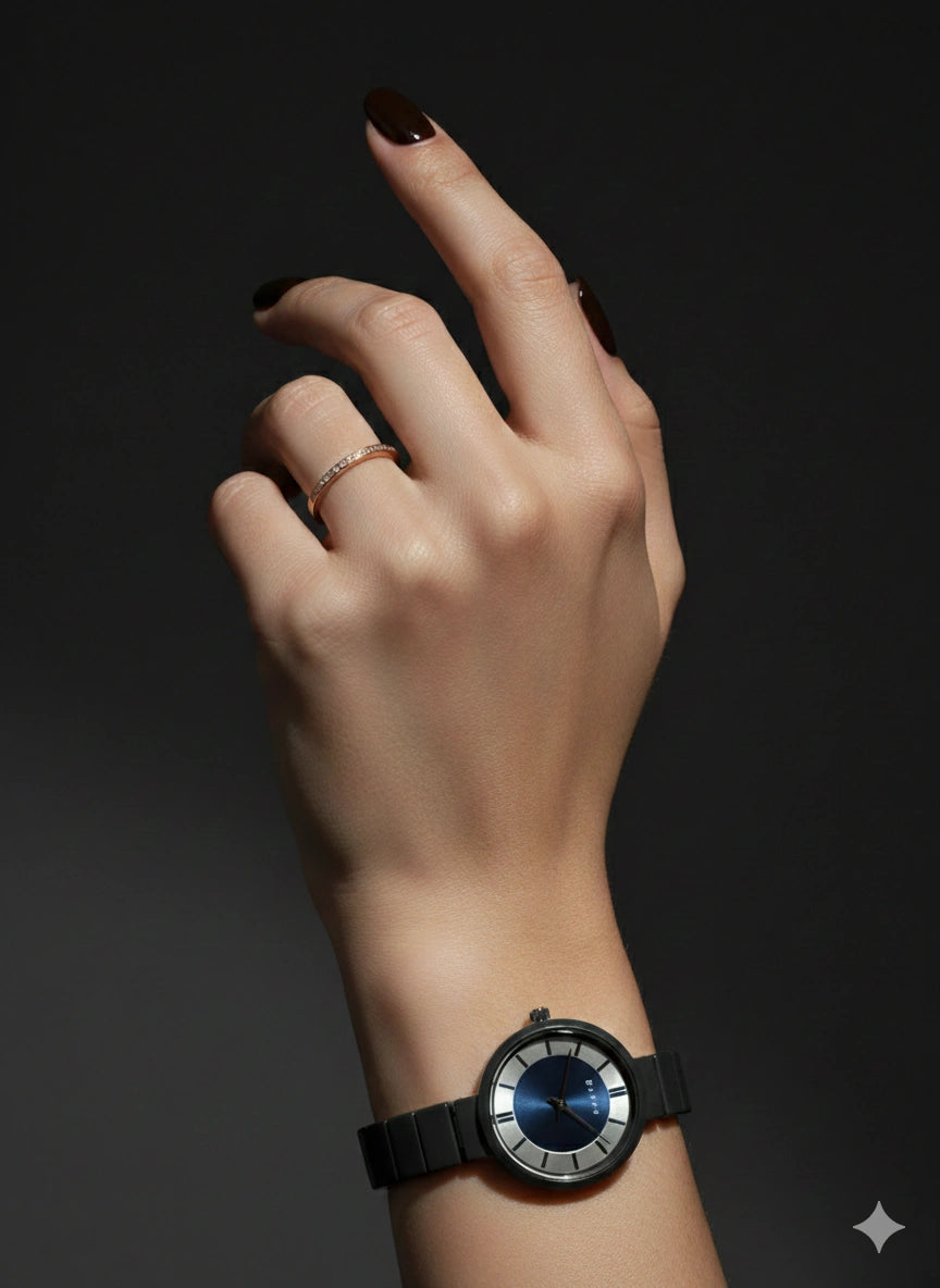 Elegant Matte Black Watch For Women
