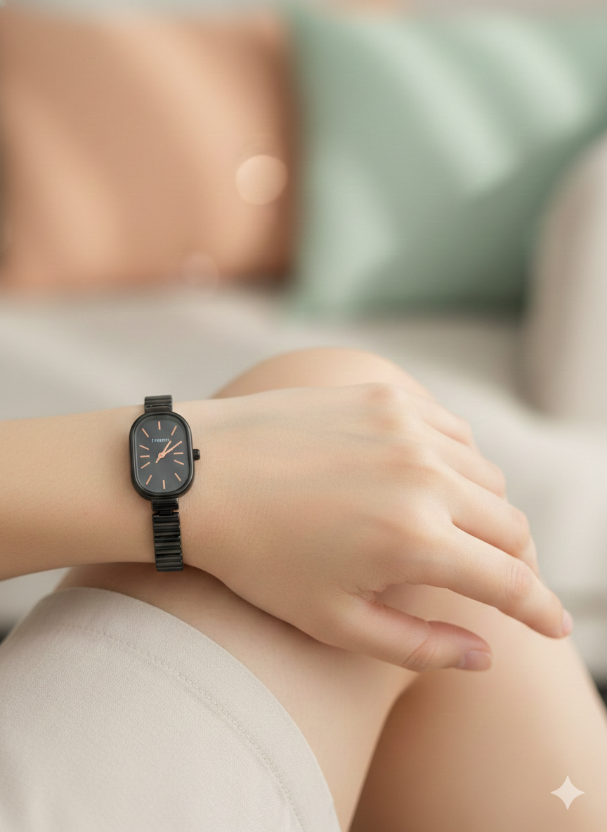 Monarch Grace Oval Black Watch For Women