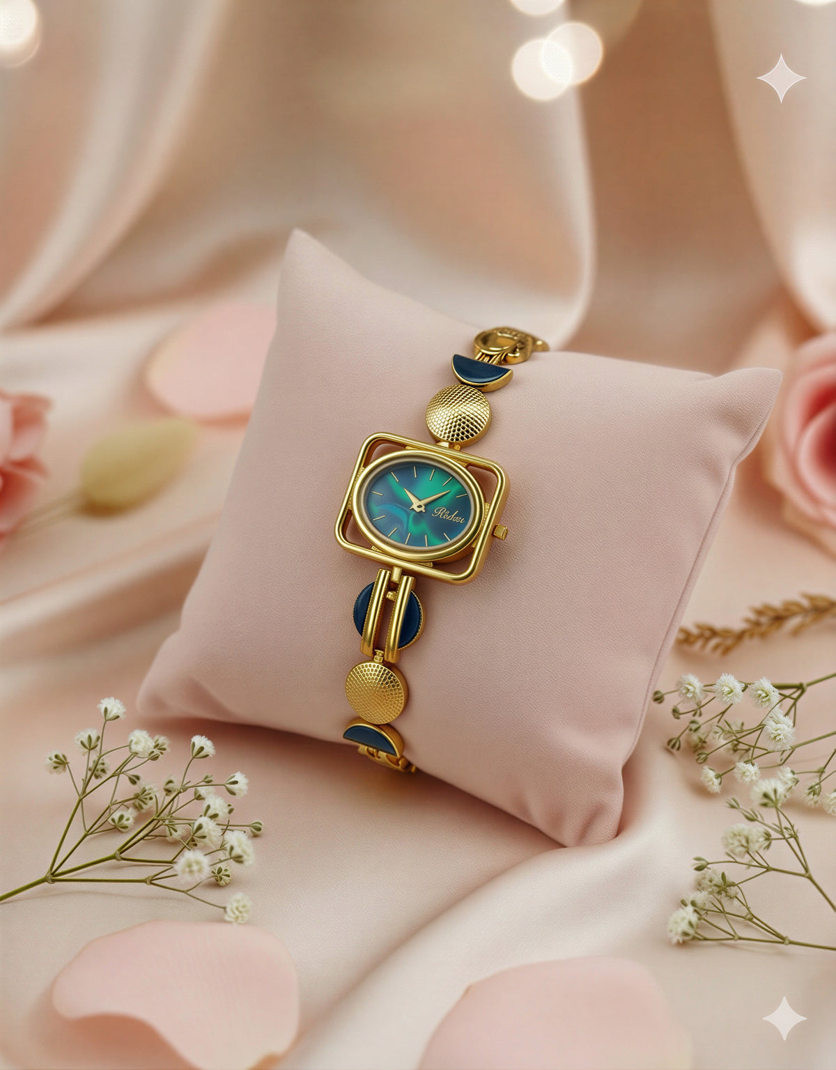 Golden Grace  Green Dial Luxury Timepiece