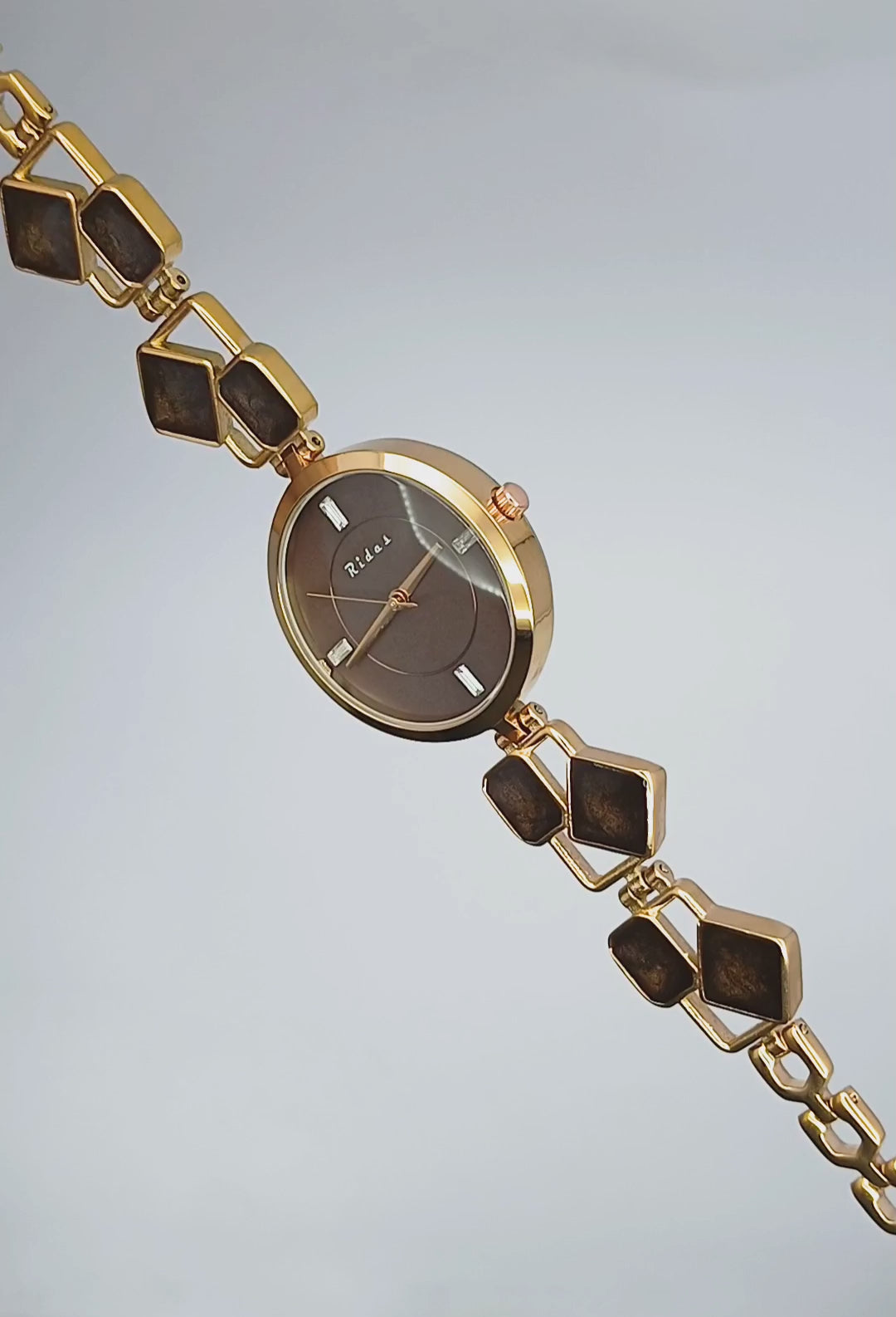 Rovelle Paris Brown Stone Rosegold Watch For Women
