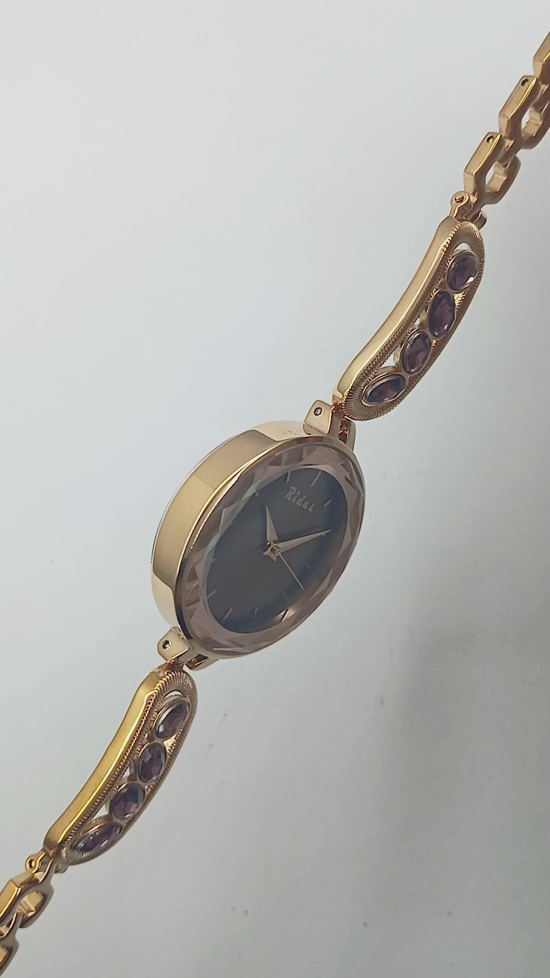 Rose Radiance Wine Stone Studded Watch For Women